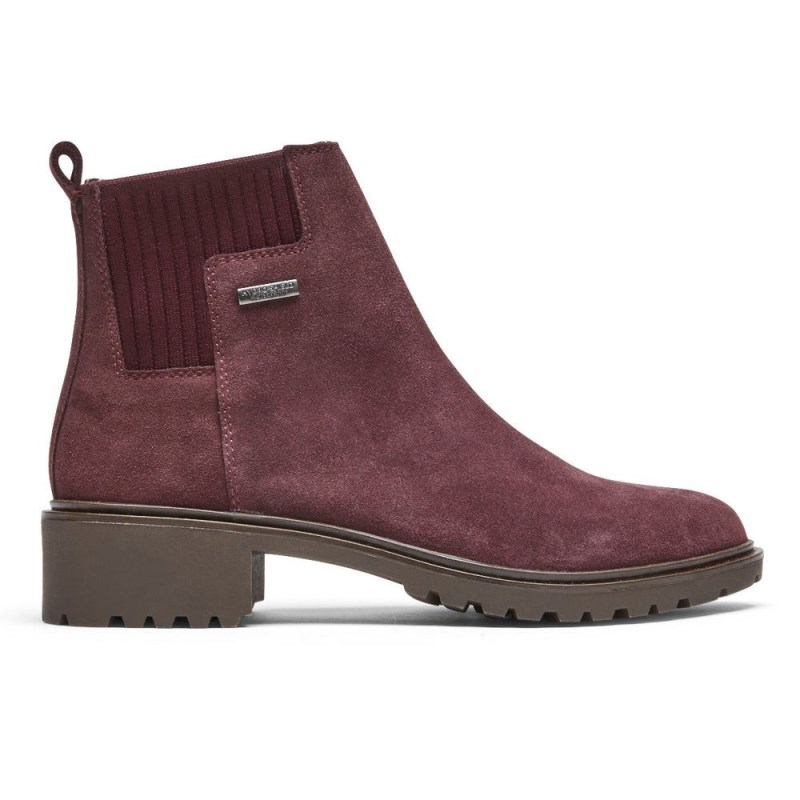 Women Rockport Ryleigh Waterproof Chelsea Boots Dark Red USA | DE5-48924