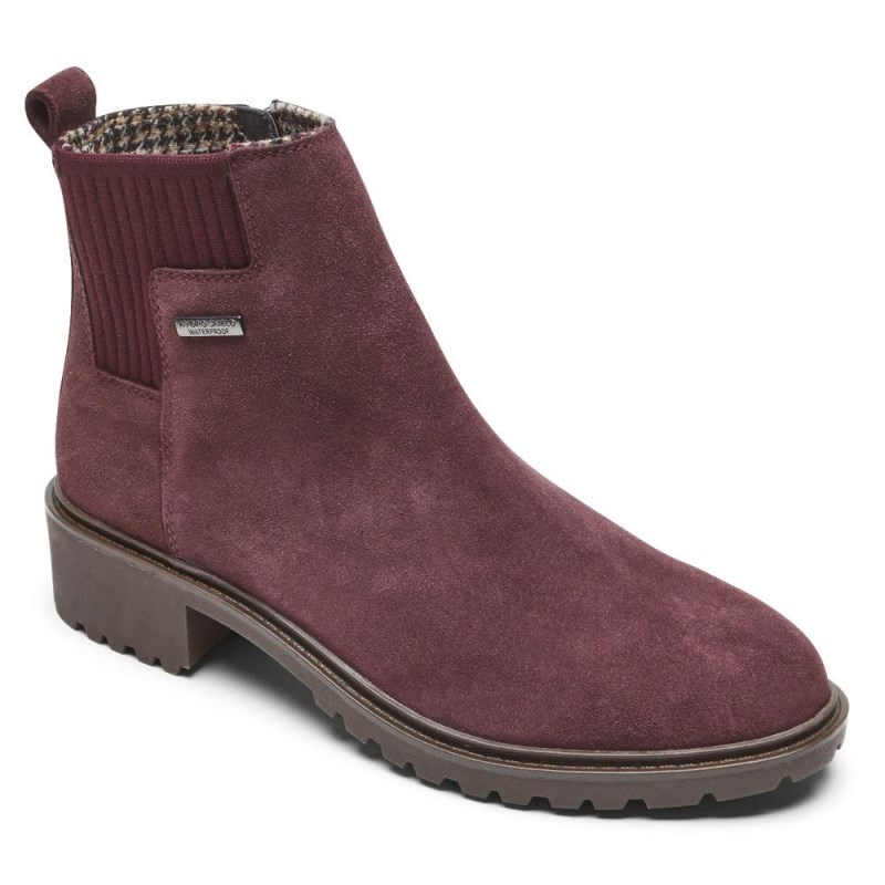 Women Rockport Ryleigh Waterproof Chelsea Boots Dark Red USA | DE5-48924