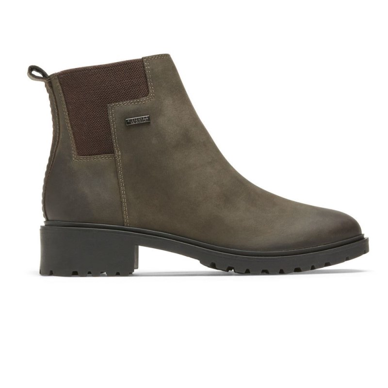 Women Rockport Ryleigh Waterproof Chelsea Boots Dark Grey Brown USA | OS2-71197