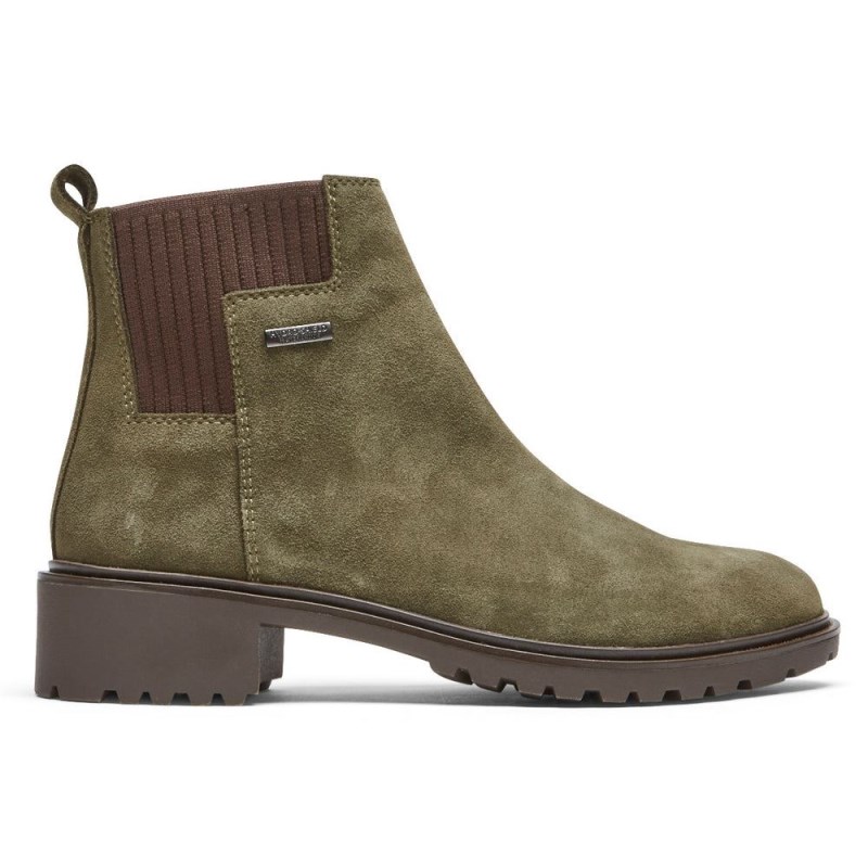 Women Rockport Ryleigh Waterproof Chelsea Boots Dark Olive USA | AS9-56225