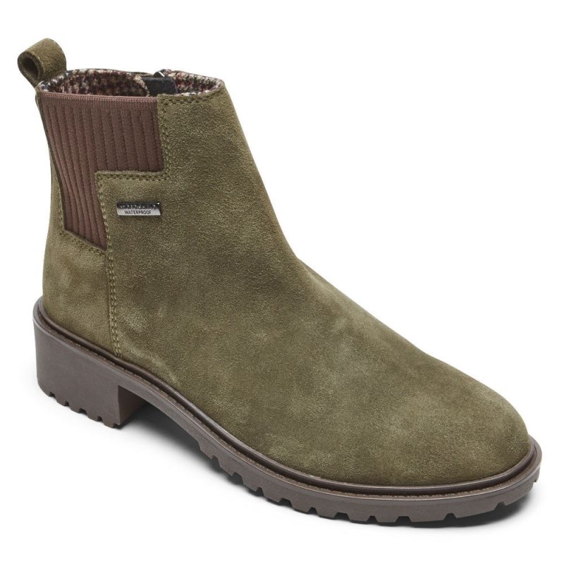 Women Rockport Ryleigh Waterproof Chelsea Boots Dark Olive USA | AS9-56225