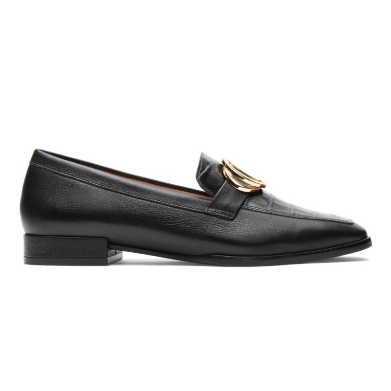 Women Rockport Santana Ring Loafers Black USA | NU7-52835