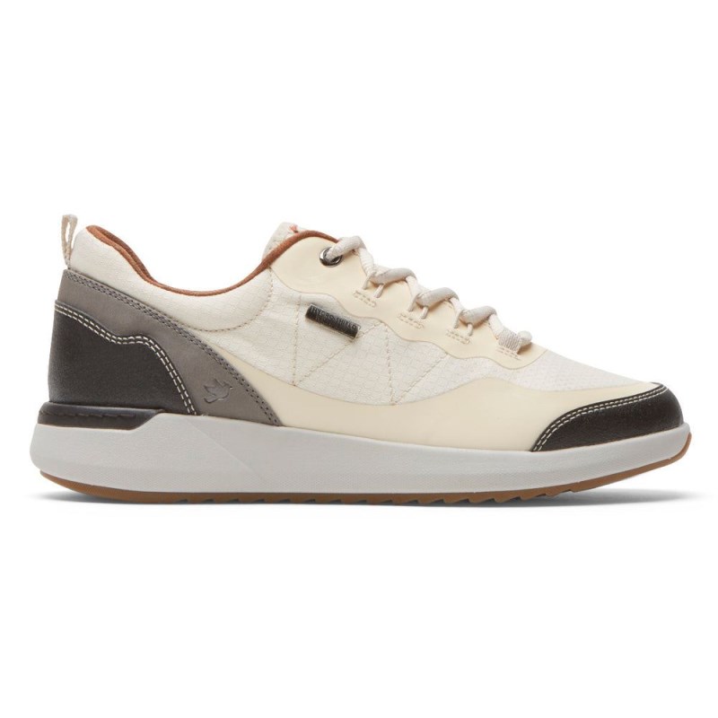 Women Rockport Skylar Tie Waterproof Sneakers Cream USA | FZ9-49834