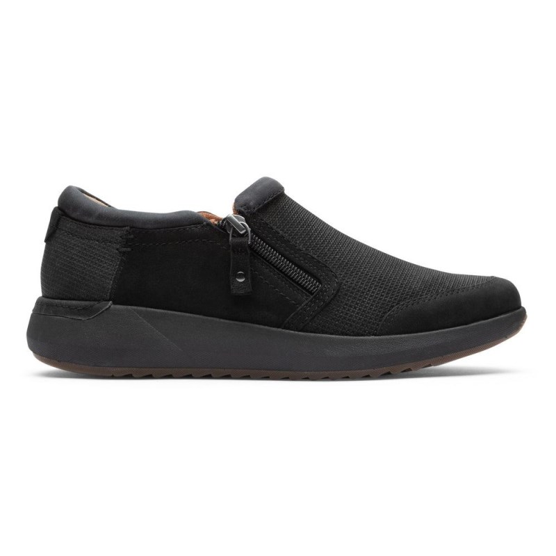 Women Rockport Skylar Zip Slip Ons Black USA | MA0-80508