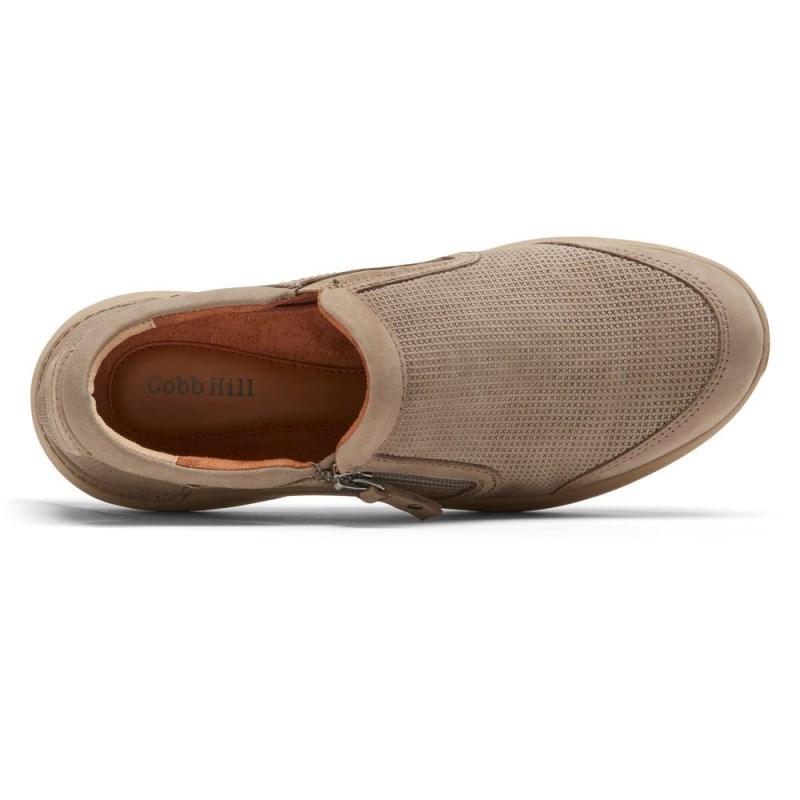 Women Rockport Skylar Zip Slip Ons Grey Brown USA | KW0-67166