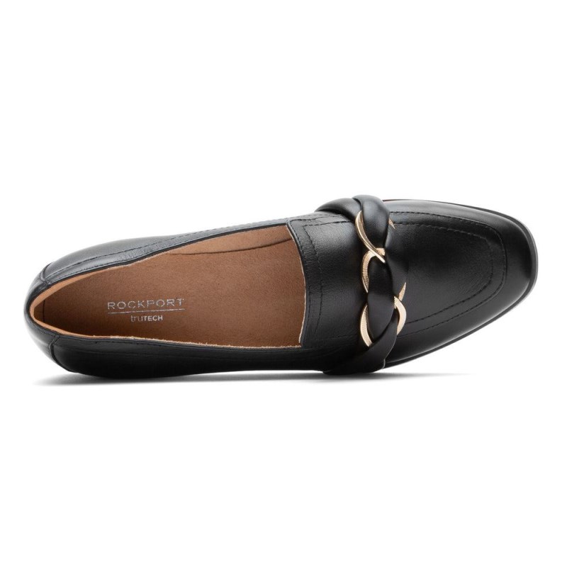 Women Rockport Susana Woven Chain Loafers Black USA | XJ7-62516