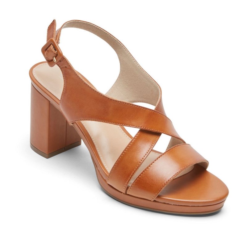 Women Rockport Tabitha Slingback Heeled Sandals Brown USA | BC3-57585