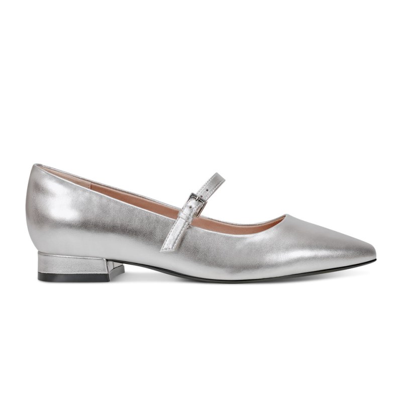 Women Rockport Taren Total Motion Pointy Toe Dress Ballet Flats Silver USA | XL1-11411