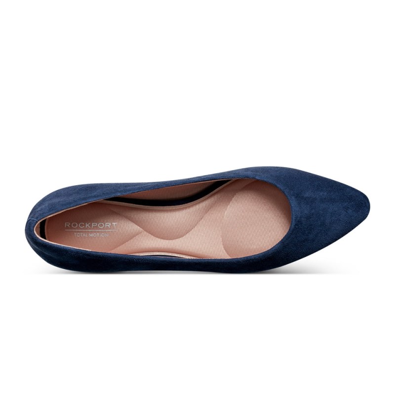 Women Rockport Tessa Total Motion Pointy Toe Dress Ballet Flats Dark Blue USA | UC6-21182