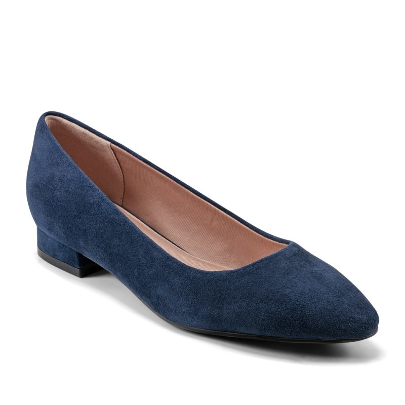 Women Rockport Tessa Total Motion Pointy Toe Dress Ballet Flats Dark Blue USA | UC6-21182