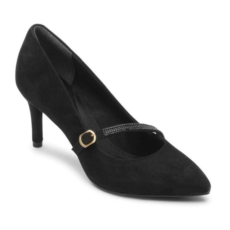 Women Rockport Total Motion 75mm Heeled Mary Jane Black USA | IG2-93039