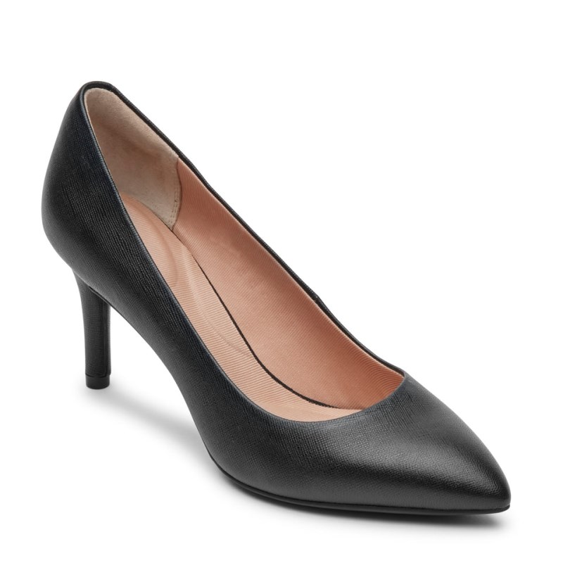 Women Rockport Total Motion 75mm Pointed Toe Pumps Black USA | HO4-39923