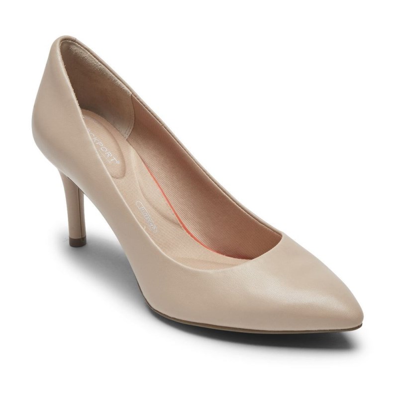 Women Rockport Total Motion 75mm Pointed Toe Heel Pumps Beige USA | UX0-65586