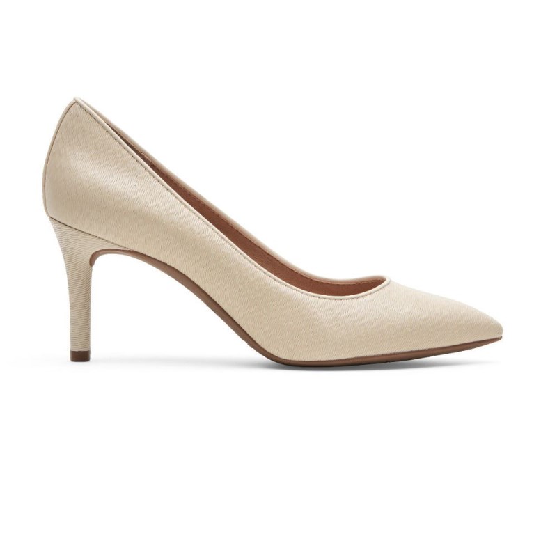 Women Rockport Total Motion 75mm Pointed Toe Heel Pumps Cream USA | KR5-93799