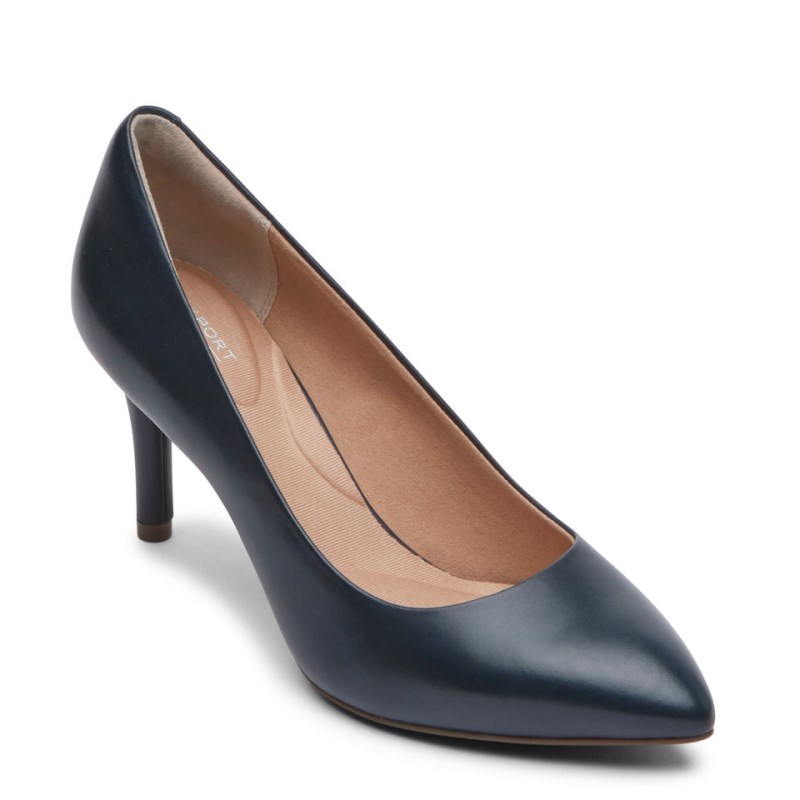 Women Rockport Total Motion 75mm Pointed Toe Pumps Navy USA | YJ5-17371