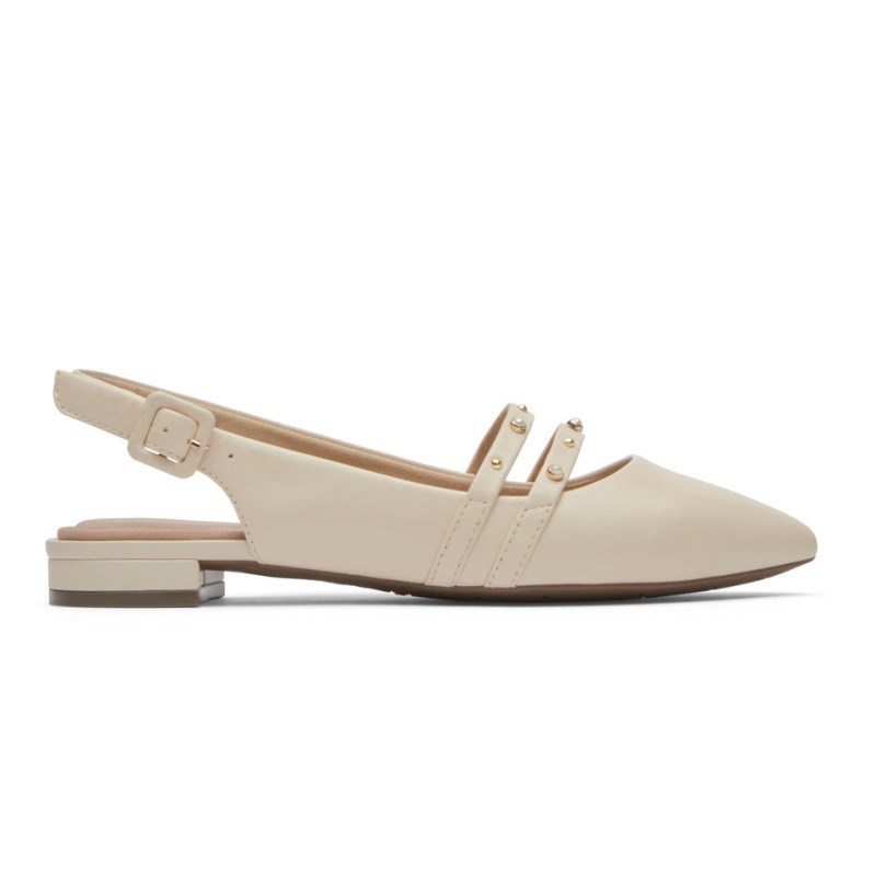 Women Rockport Total Motion Adelyn Strappy Ballet Flats Cream USA | BM9-85588