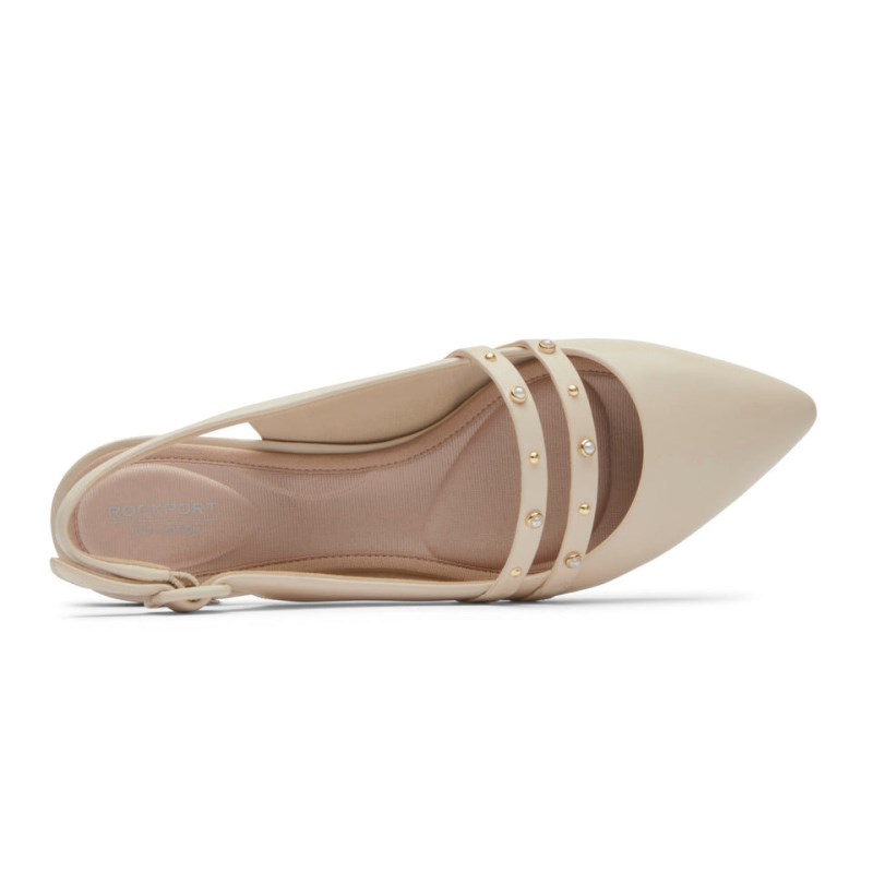 Women Rockport Total Motion Adelyn Strappy Ballet Flats Cream USA | BM9-85588