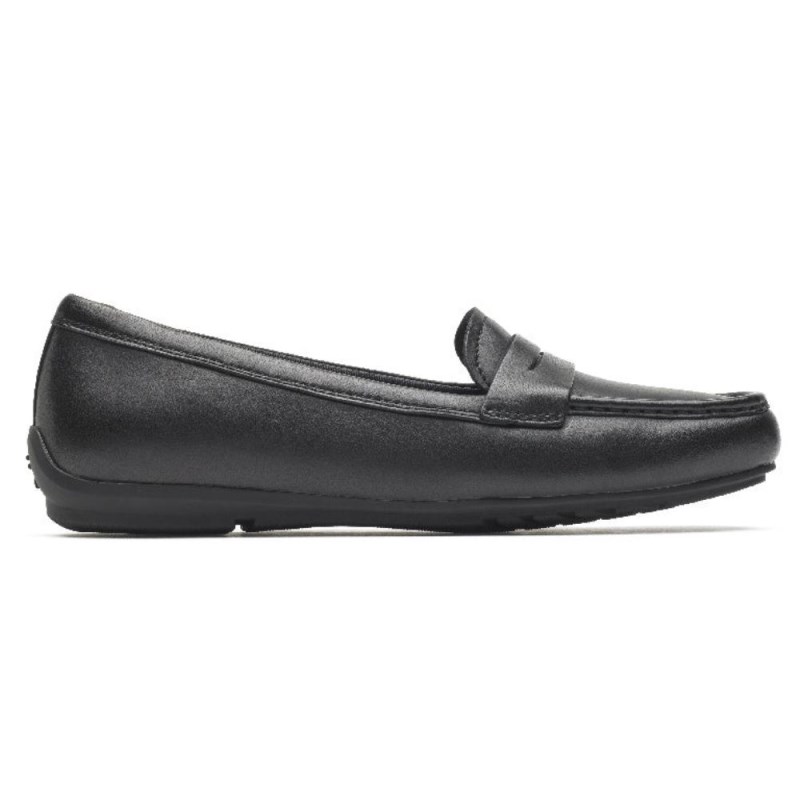 Women Rockport Total Motion Driver Penny Loafers Black USA | IK6-51275