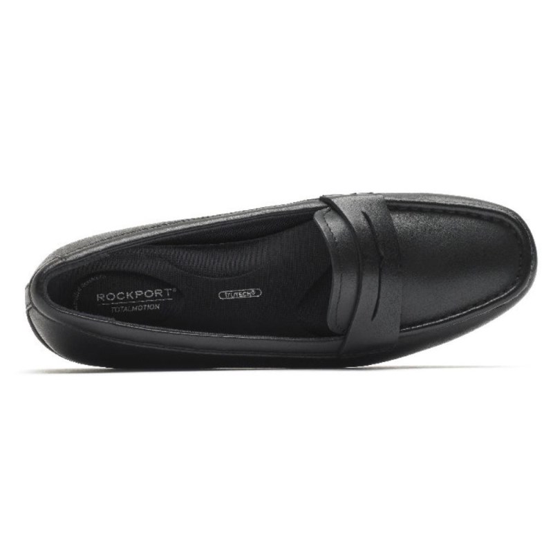 Women Rockport Total Motion Driver Penny Loafers Black USA | IK6-51275