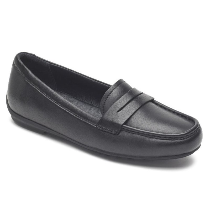 Women Rockport Total Motion Driver Penny Loafers Black USA | IK6-51275