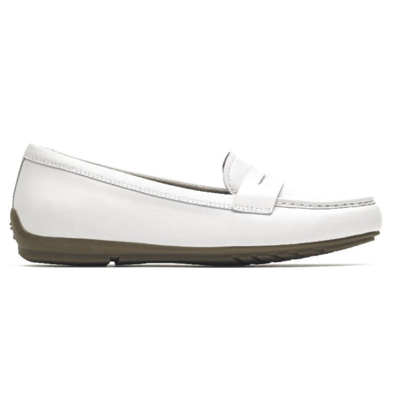 Women Rockport Total Motion Driver Penny Loafers White USA | XL1-97819