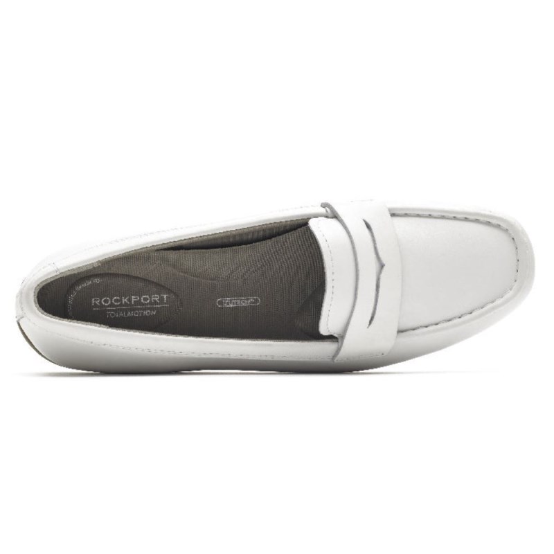 Women Rockport Total Motion Driver Penny Loafers White USA | XL1-97819