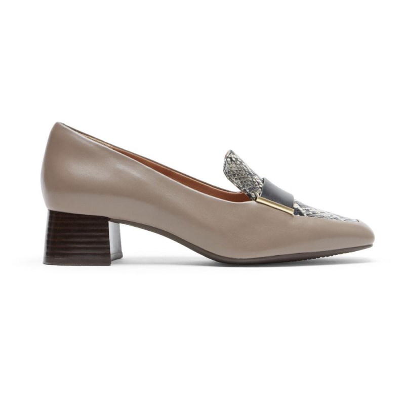 Women Rockport Total Motion Esma Heel Loafers Grey Brown USA | CT7-34853