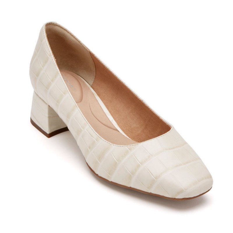 Women Rockport Total Motion Esma Heels White USA | DM4-47664