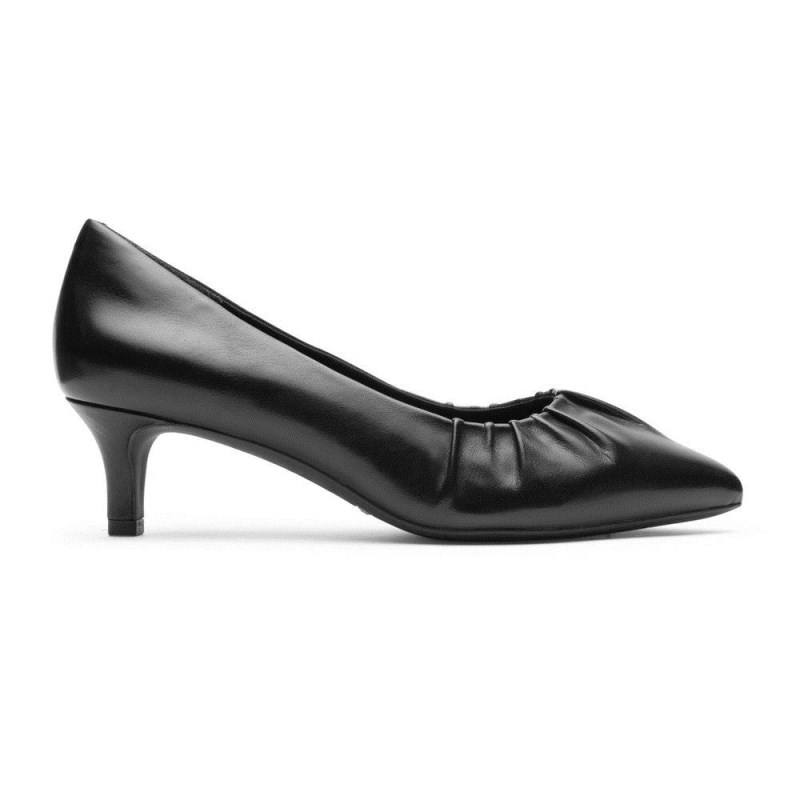 Women Rockport Total Motion Kalila Gathered Heels Black USA | AP3-49064