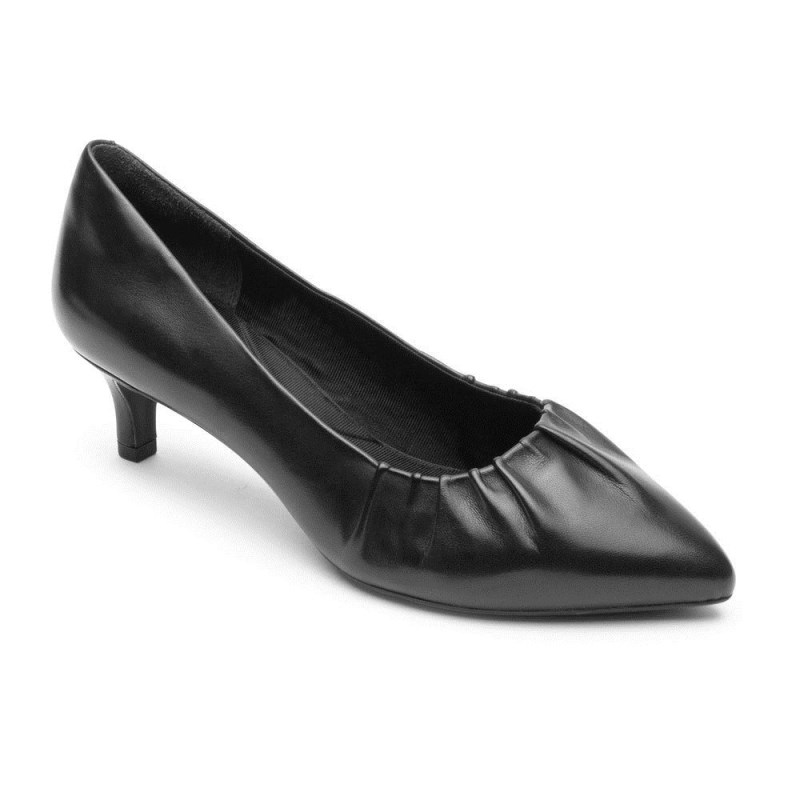 Women Rockport Total Motion Kalila Gathered Heels Black USA | AP3-49064