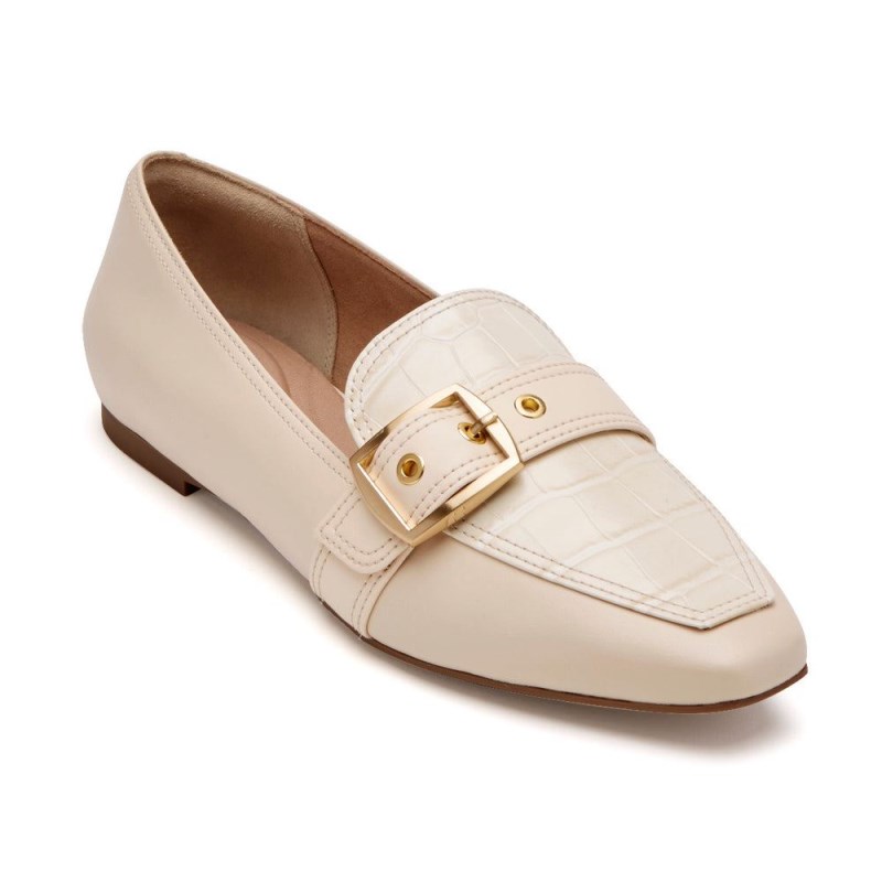 Women Rockport Total Motion Laylani Buckle Loafers Cream USA | AE0-93289