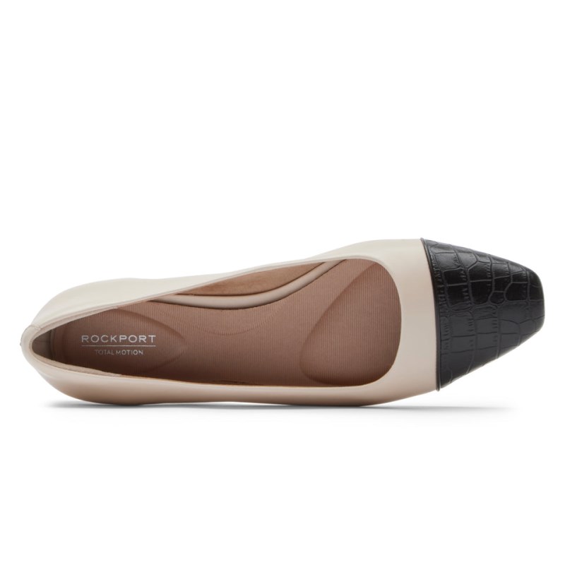 Women Rockport Total Motion Laylani Cap Slip Ballet Flats Cream USA | ZX3-12331