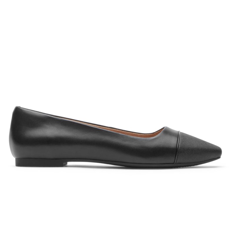 Women Rockport Total Motion Laylani Cap Slip Ballet Flats Black USA | FC7-29842