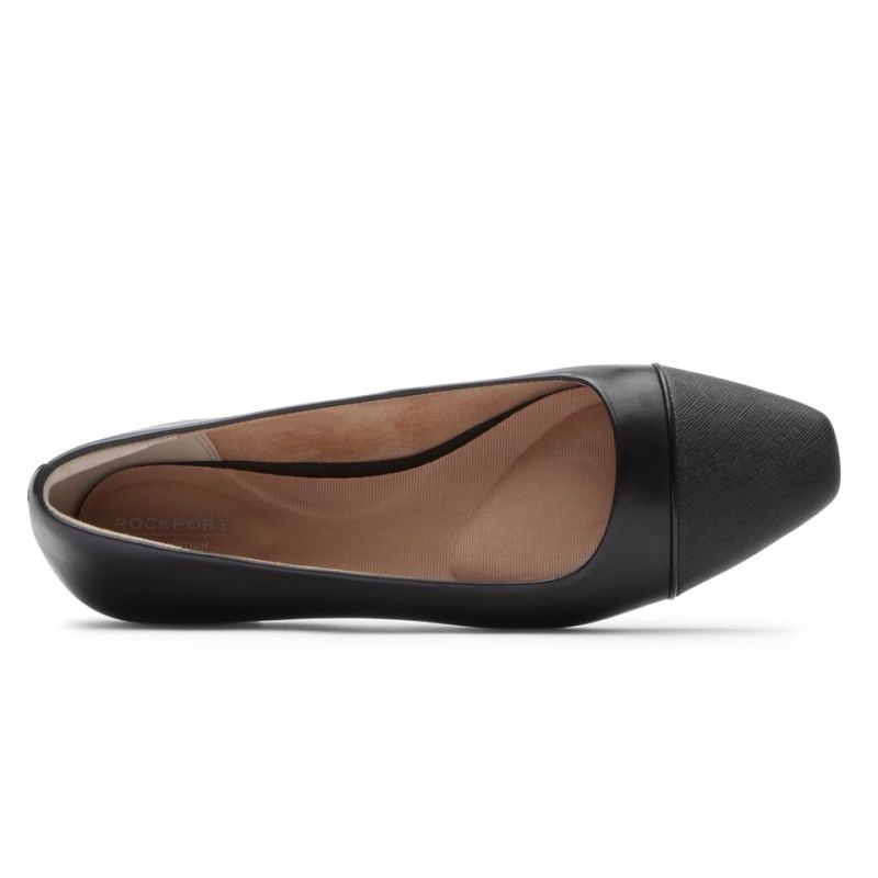 Women Rockport Total Motion Laylani Cap Slip Ballet Flats Black USA | FC7-29842