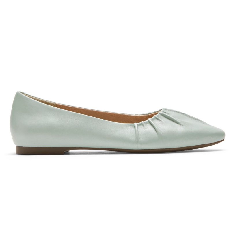 Women Rockport Total Motion Laylani Gathered Flat Ballet Flats Green USA | WF9-15451