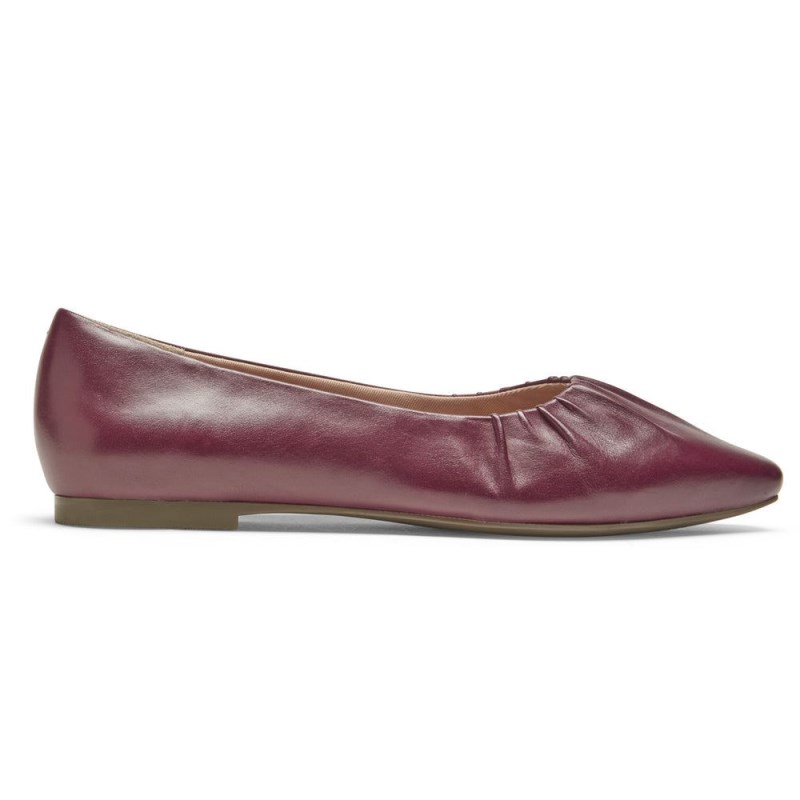 Women Rockport Total Motion Laylani Gathered Flat Ballet Flats Red USA | SY1-85888