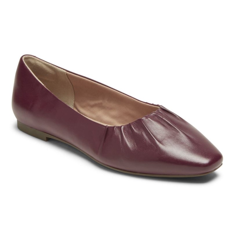 Women Rockport Total Motion Laylani Gathered Flat Ballet Flats Red USA | SY1-85888