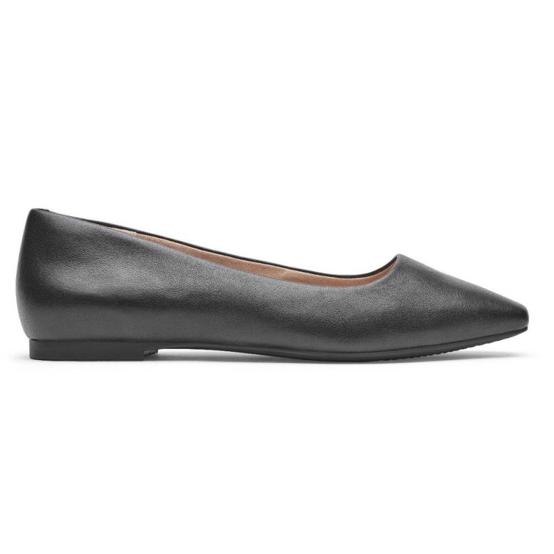 Women Rockport Total Motion Laylani Plain Ballet Flats Black USA | UF6-01620