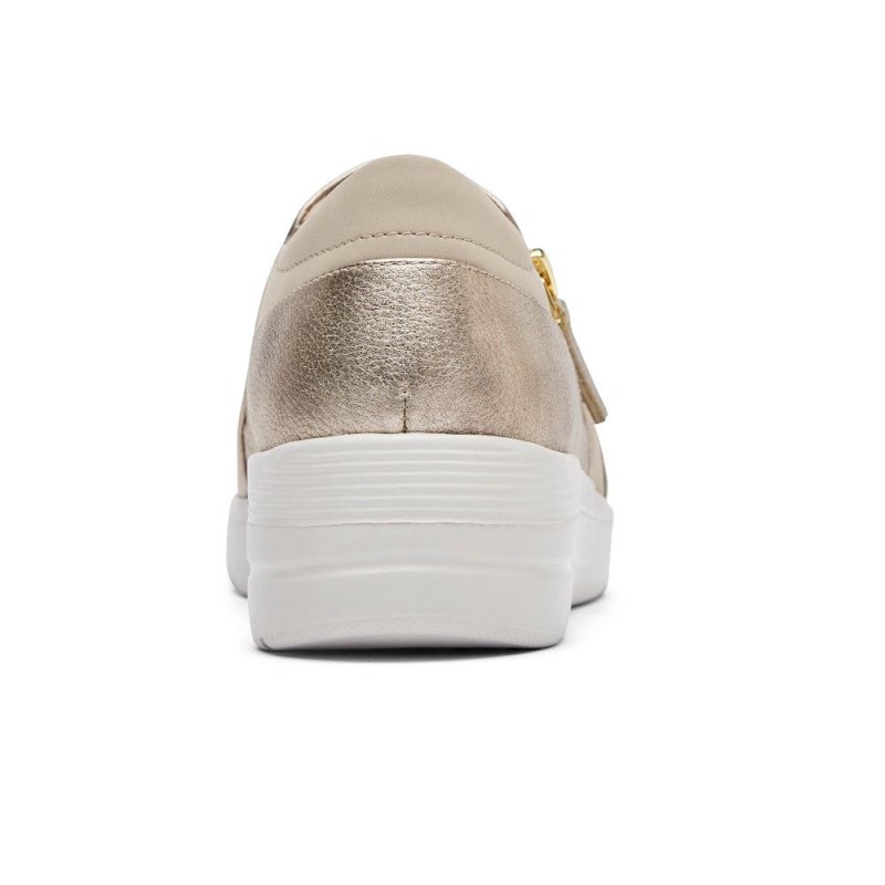 Women Rockport Total Motion Lillie Side Zip Sneakers Gold USA | NW5-08270