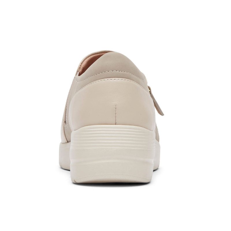 Women Rockport Total Motion Lillie Side Zip Sneakers Cream USA | EK3-16791