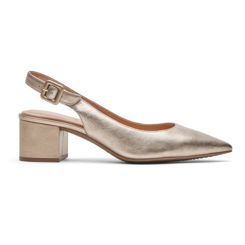 Women Rockport Total Motion Noelle Heel Slingback Gold USA | KC1-18901