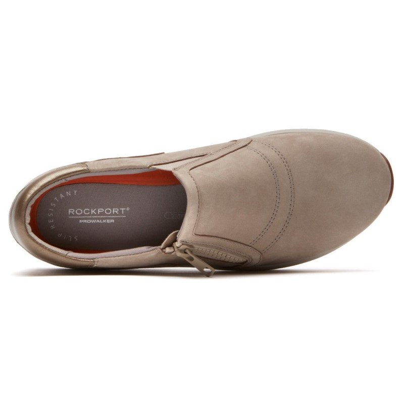 Women Rockport Trustride ProWalker Slip-On Sneakers Grey Brown USA | GW7-88618