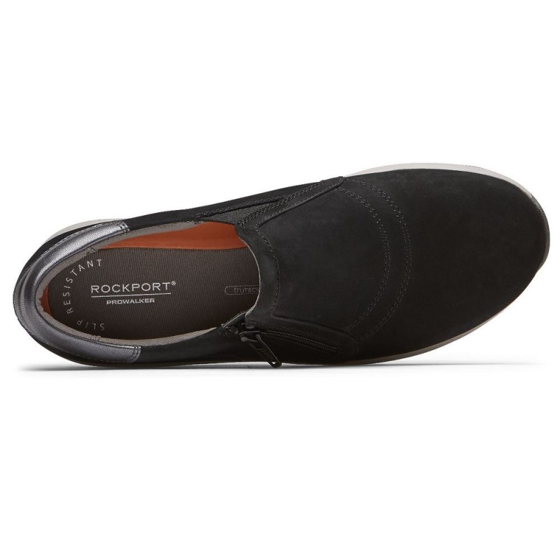 Women Rockport Trustride ProWalker Slip Ons Black USA | WE8-90879