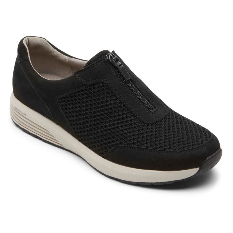 Women Rockport Trustride ProWalker Zip Sneakers Black USA | ZR5-66476