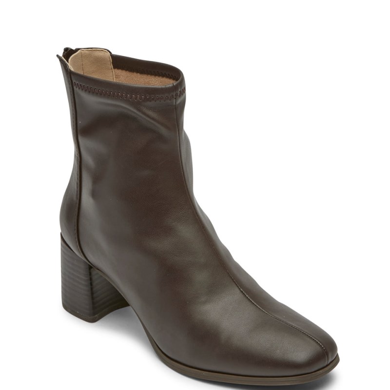 Women Rockport Violetta Stretch Heeled Boots Coffee USA | KL9-44764