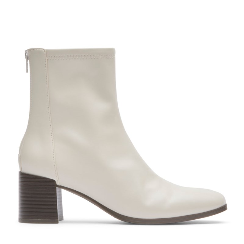 Women Rockport Violetta Stretch Heeled Boots White USA | DR8-21612