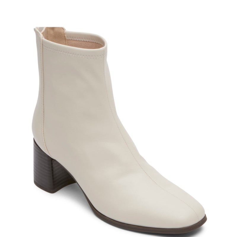 Women Rockport Violetta Stretch Heeled Boots White USA | DR8-21612