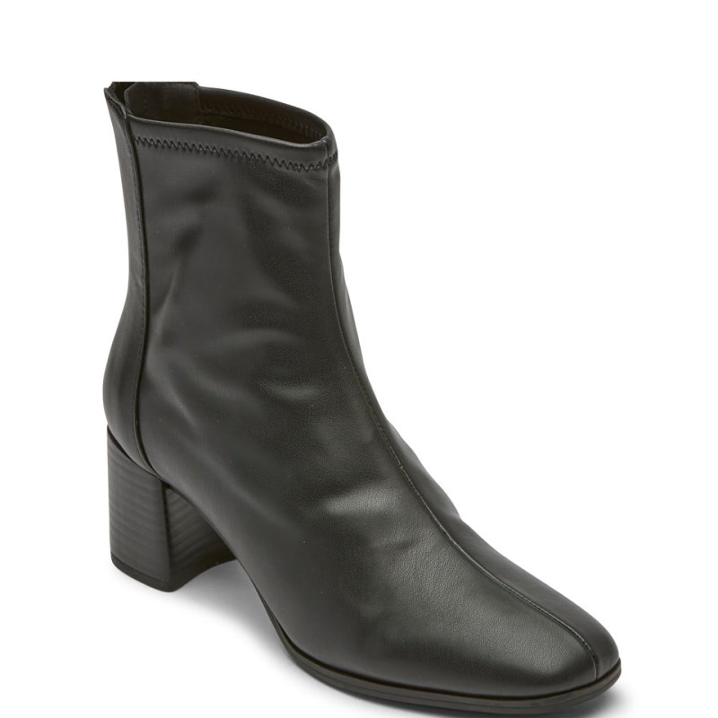 Women Rockport Violetta Stretch Heeled Boots Black USA | DB6-57695