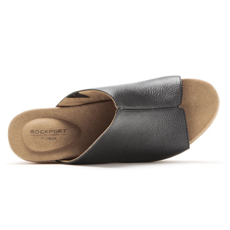 Women Rockport Vivianne Slides Black USA | WP7-85478