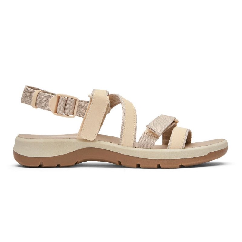 Women Rockport XCS Trail Tech Washable Strappy Sandals White/Cream USA | QM1-38953